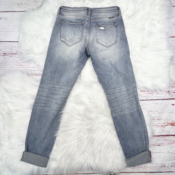 👖|•KANCAN•| Distressed Paint Splatter Cuffed Jeans Size 5/26👖 - Picture 2 of 7